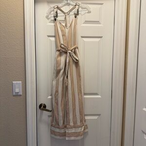 Billabong Striped Jumpsuit in Cream and Tan